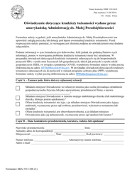 Document preview: SBA Form 3513 Declaration of Identity Theft (Polish)