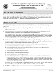 Document preview: Instructions for USCIS Form I-698 Application to Adjust Status From Temporary to Permanent Resident (Under Section 245a of the Ina)