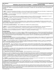 NRC Form 398 Personal Qualification Statement - Licensee, Page 4
