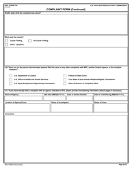 NRC Form 782 Complaint Form - Outreach and Compliance Coordination Program, Page 4