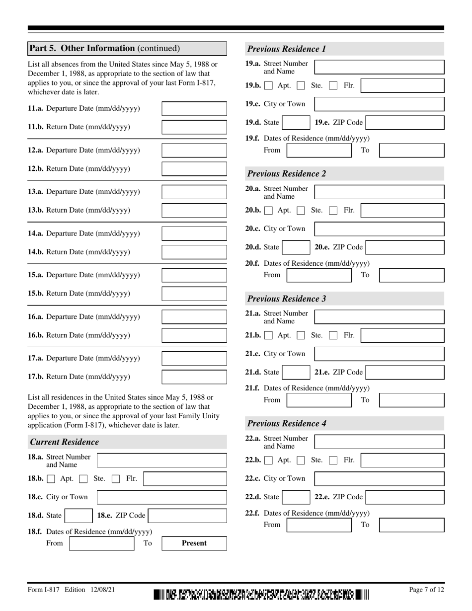 USCIS Form I-817 Application for Family Unity Benefits, Page 7