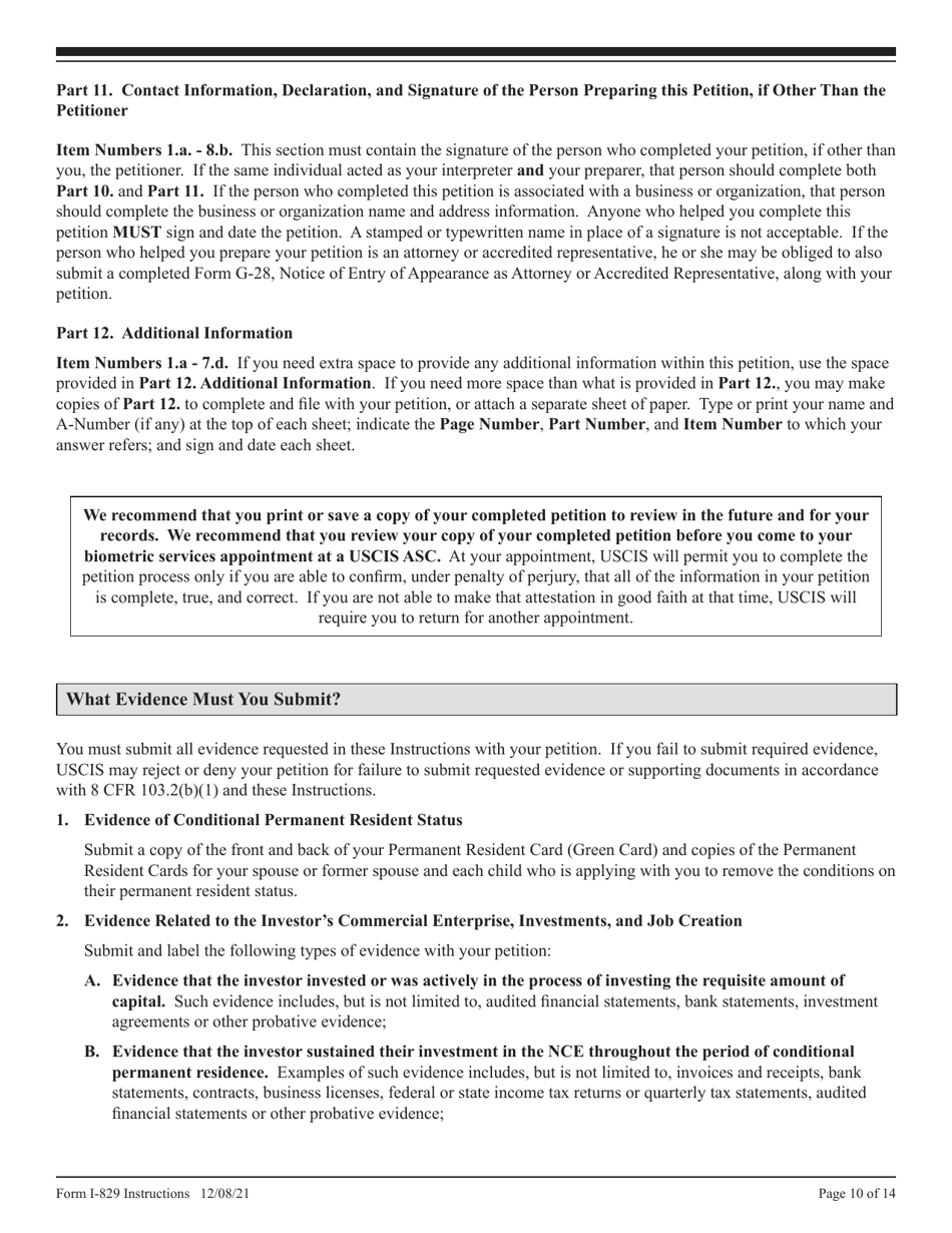 Download Instructions for USCIS Form I-829 Petition by Investor to ...