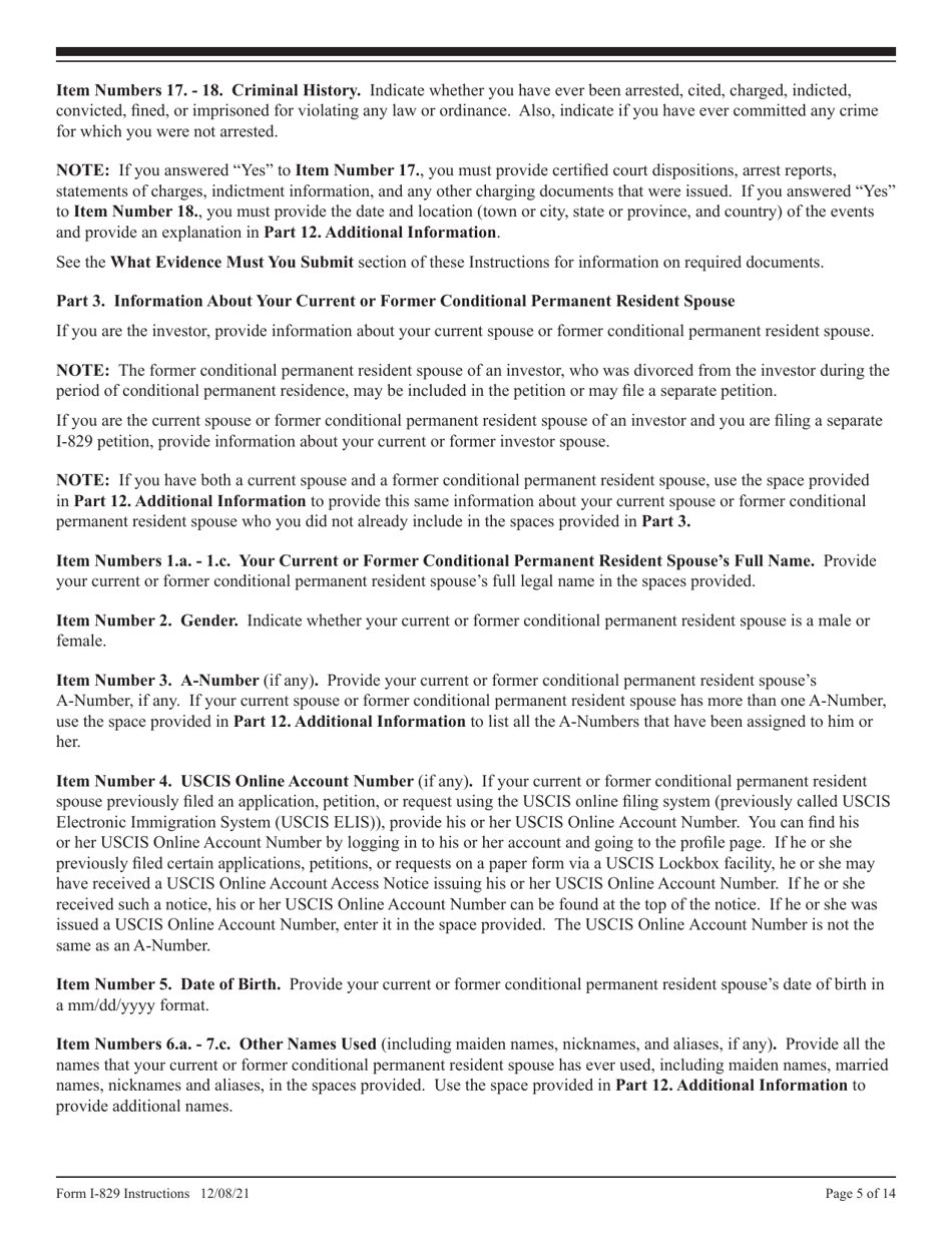 Instructions for USCIS Form I-829 Petition by Investor to Remove Conditions on Permanent Resident Status, Page 5