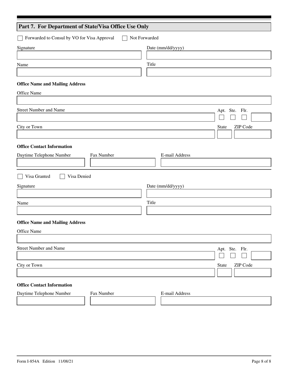 USCIS Form I-854A Inter-Agency Alien Witness and Informant Record, Page 8