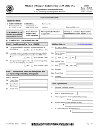 Document preview: USCIS Form I-864EZ Affidavit of Support Under Section 213a of the Ina