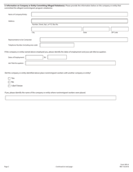 Form WH-4 Nonimmigrant Worker Information Form, Page 2