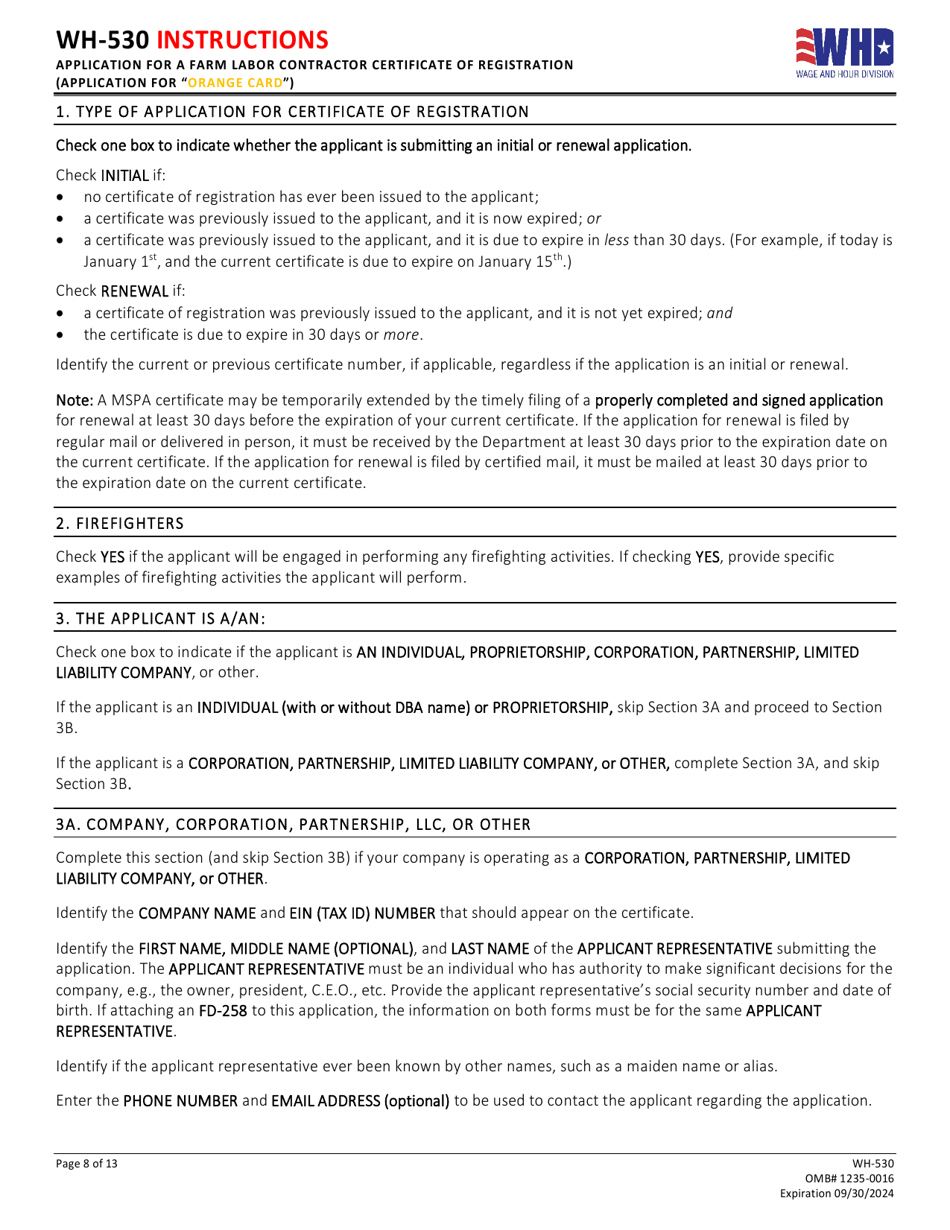 Form WH-530 Download Fillable PDF or Fill Online Initial or Renewal ...