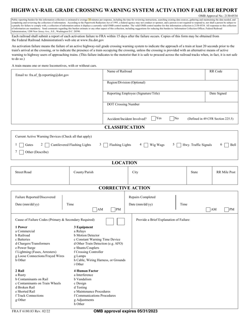 FRA Form 6180.83  Printable Pdf