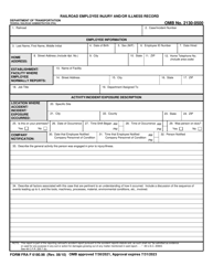 Document preview: FRA Form 6180.98 Railroad Employee Injury and/or Illness Record
