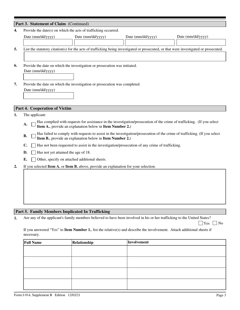 USCIS Form I-914 Supplement B Download Fillable PDF Or Fill Online ...