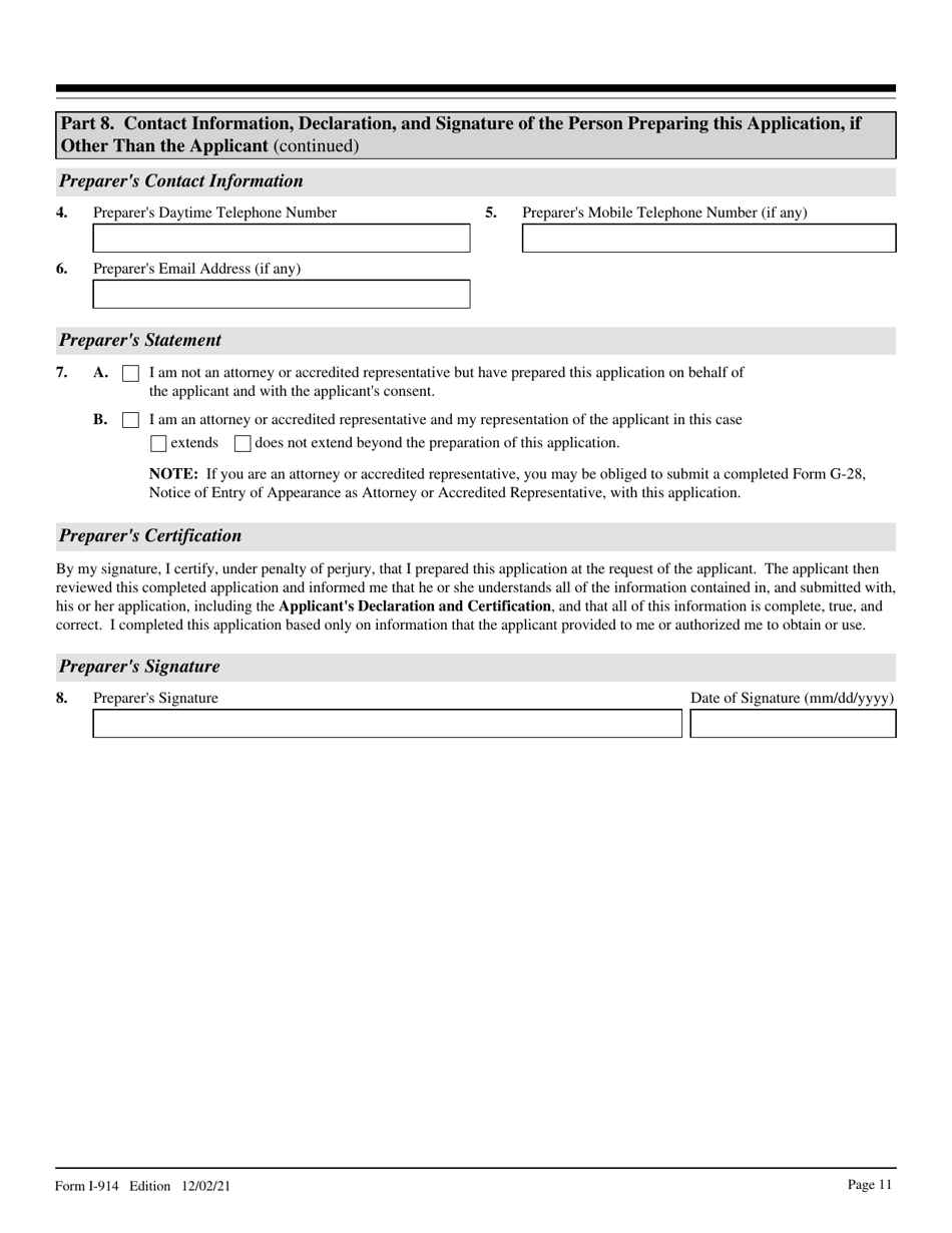 USCIS Form I-914 - Fill Out, Sign Online And Download Fillable PDF ...