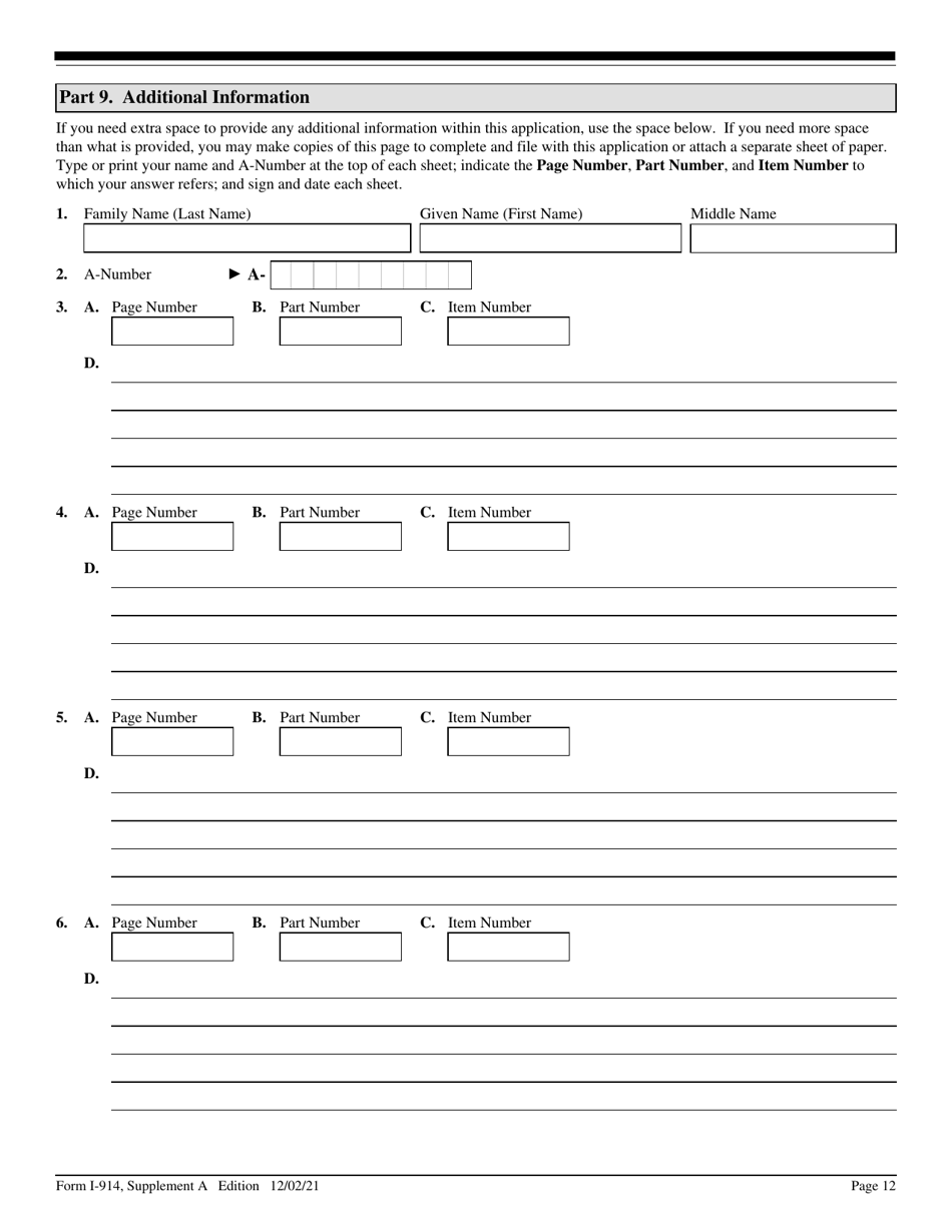 USCIS Form I-914 Supplement A - Fill Out, Sign Online And Download ...