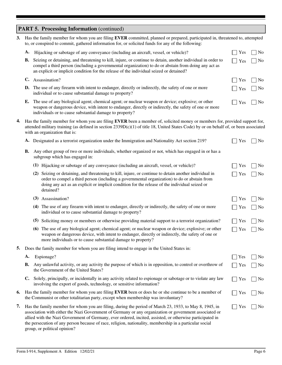 USCIS Form I-914 Supplement A - Fill Out, Sign Online And Download ...