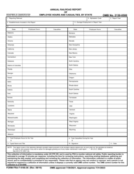 Document preview: FRA Form 6180.56 Annual Railroad Report of Employee Hours and Casualties, by State