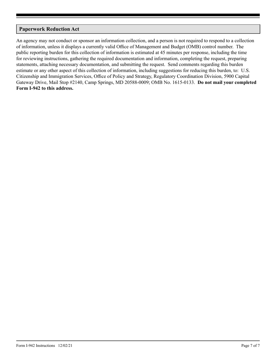 Instructions for USCIS Form I-942 Request for Reduced Fee, Page 7
