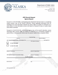 Document preview: Apsc Records Request - Agency Request - Alaska
