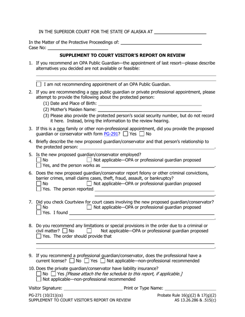 Form PG-271 Supplement to Court Visitor's Report on Review - Alaska