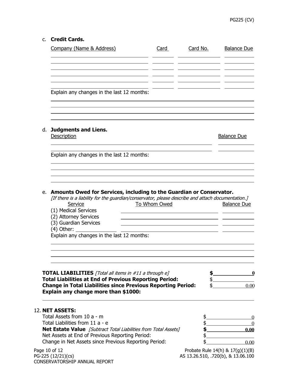 Form PG-225 Conservatorship Annual Report - Alaska, Page 11