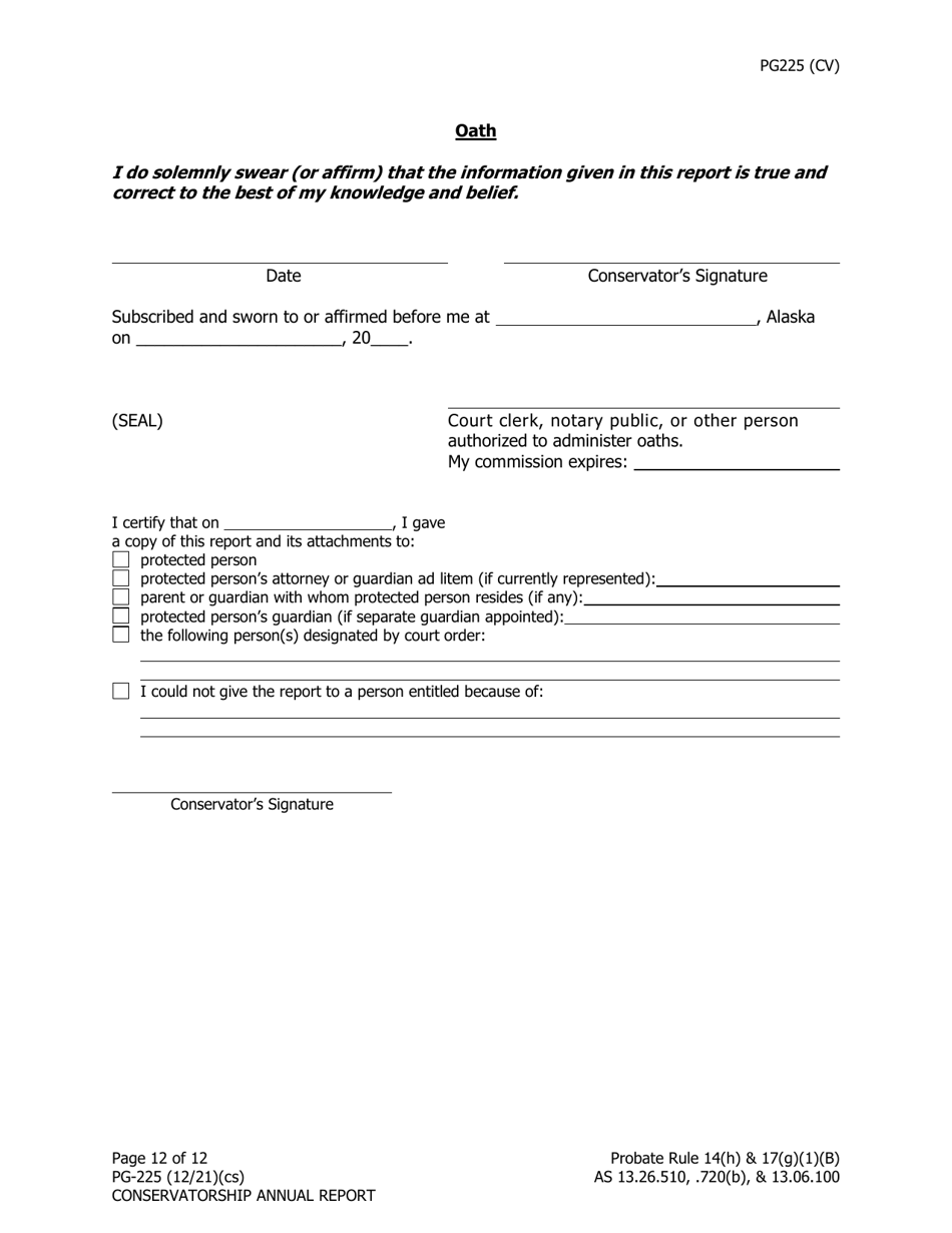 Form PG-225 Conservatorship Annual Report - Alaska, Page 13