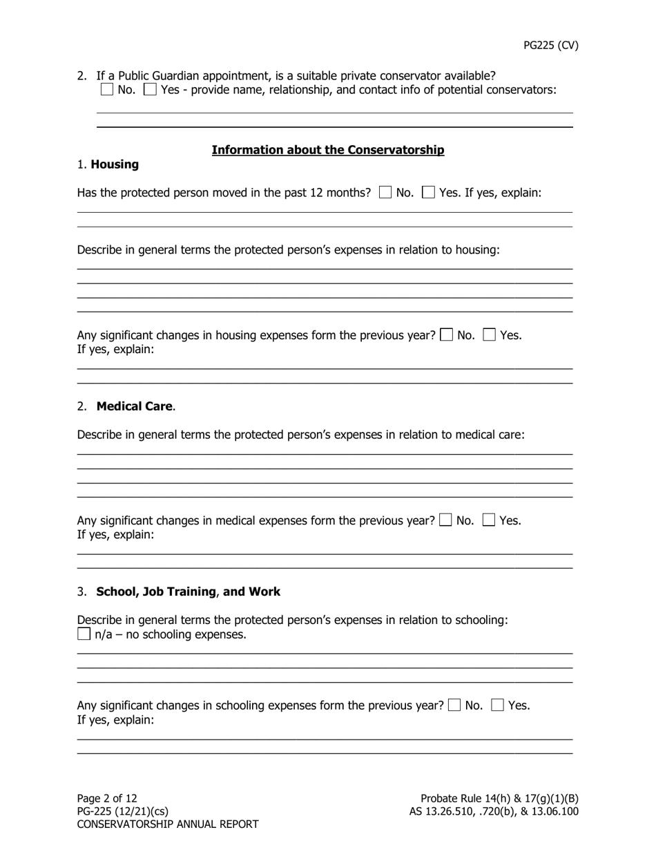 Form PG-225 Conservatorship Annual Report - Alaska, Page 3