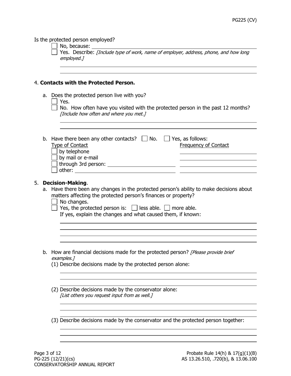 Form PG-225 Conservatorship Annual Report - Alaska, Page 4