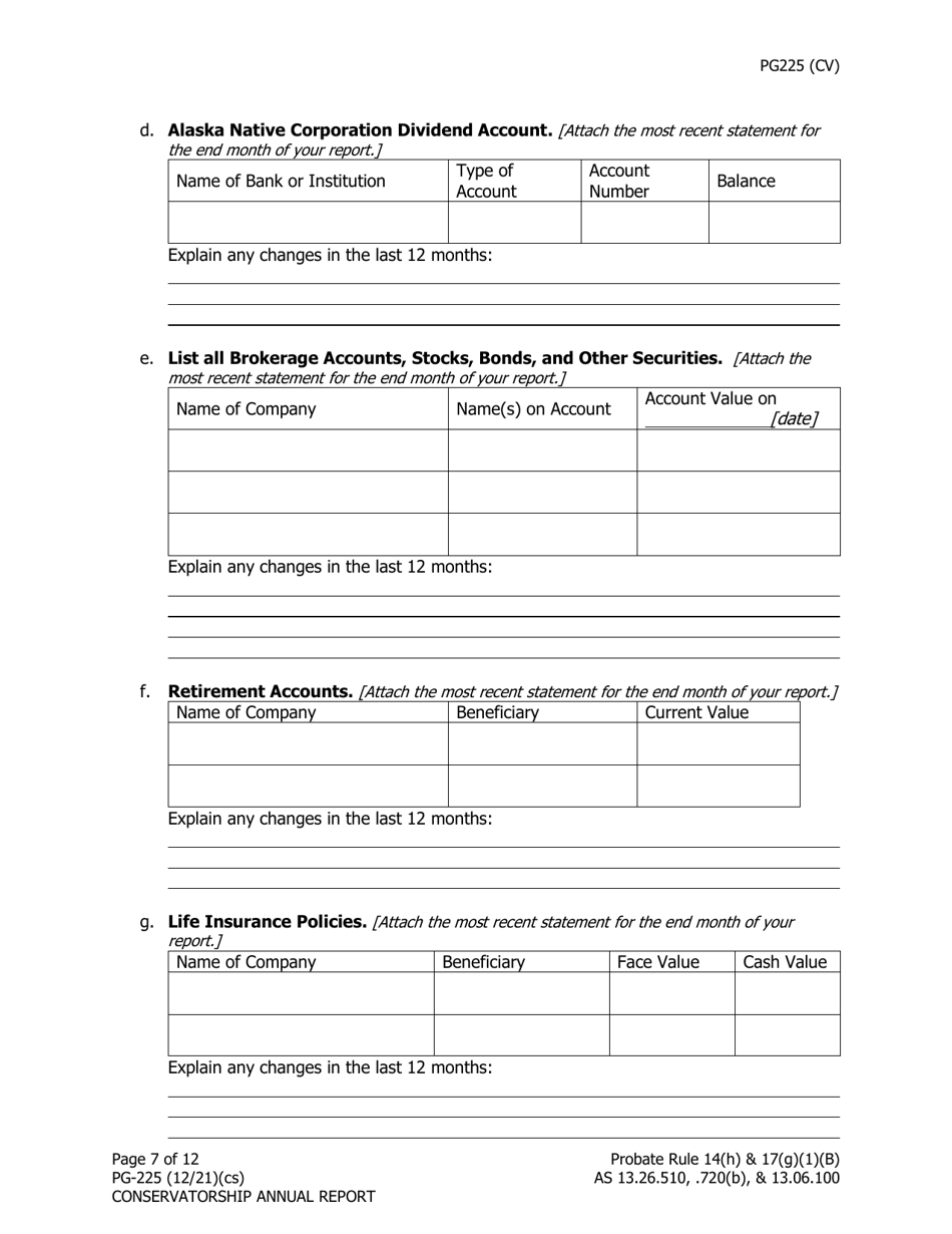 Form PG-225 Conservatorship Annual Report - Alaska, Page 8