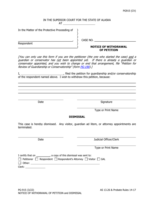 Form PG-915 Notice of Withdrawal of Petition - Alaska