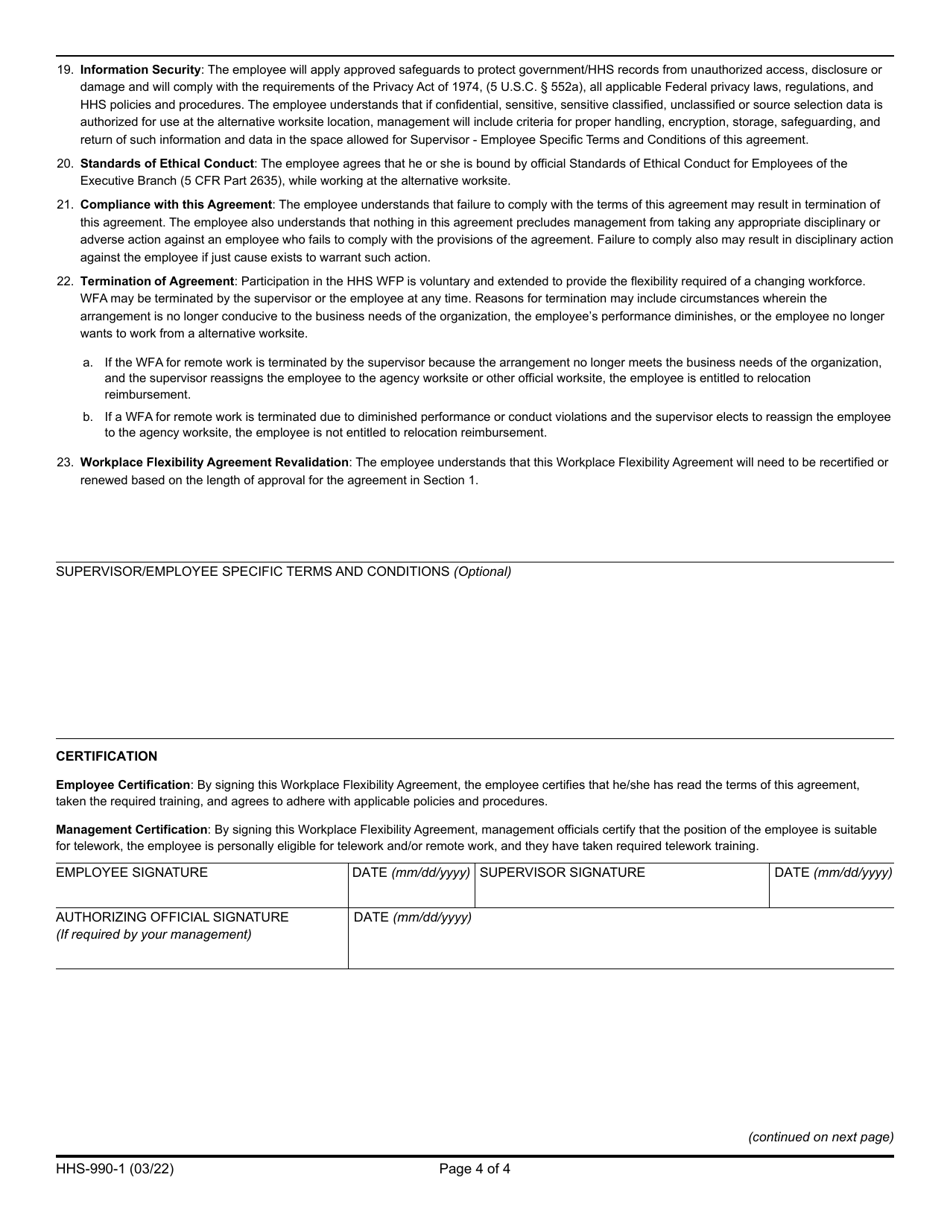 Form HHS-990-1 Hhs Workplace Flexibilities Agreement, Page 4