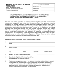 Document preview: Application for Variance From Irrigation Water Duty or Conservation Requirements - Arizona, 2025