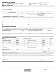 Document preview: Form AD-332 Position Description Cover Sheet