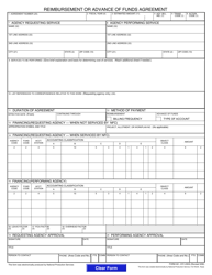 Form AD-672 Reimbursement or Advance of Funds Agreement