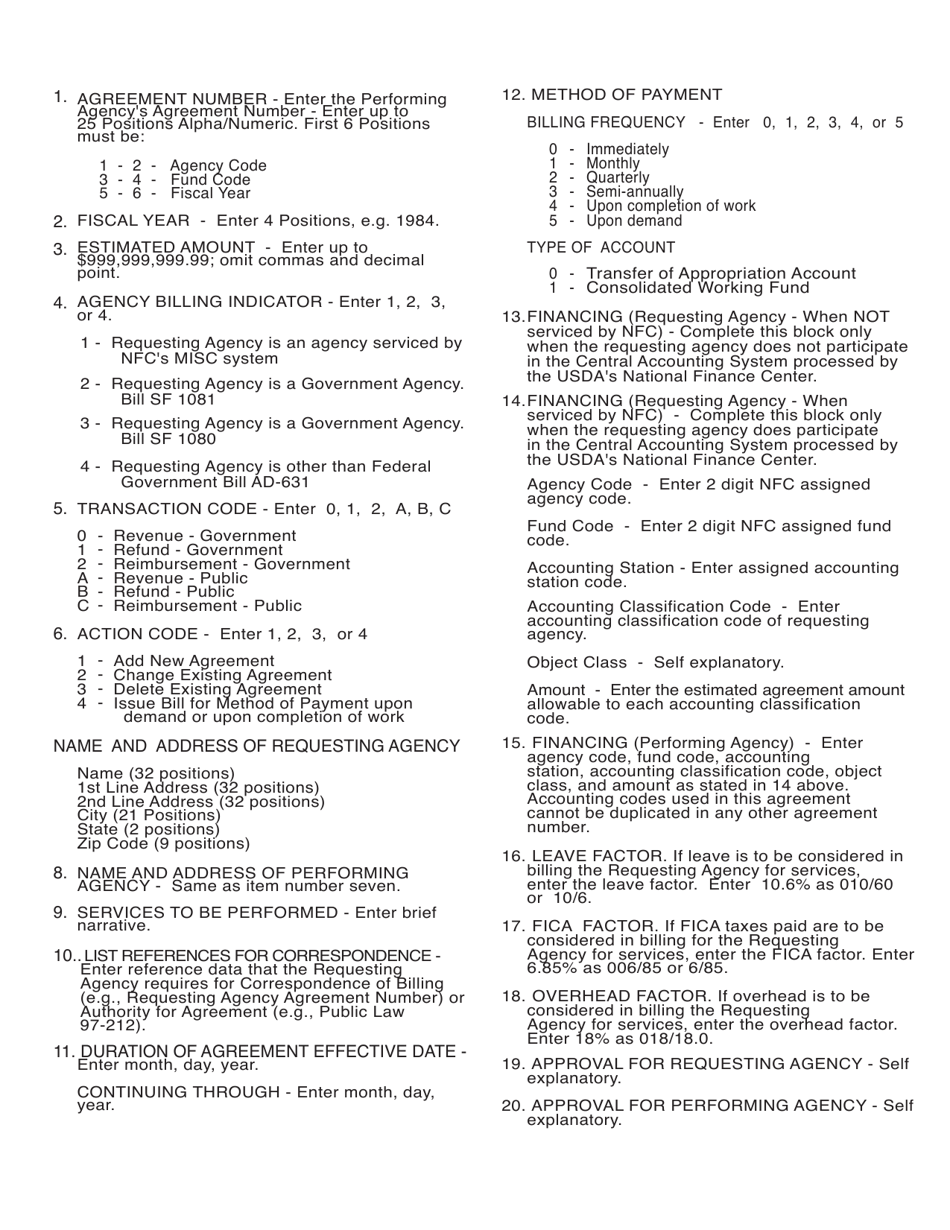Form AD-672 Reimbursement or Advance of Funds Agreement, Page 2
