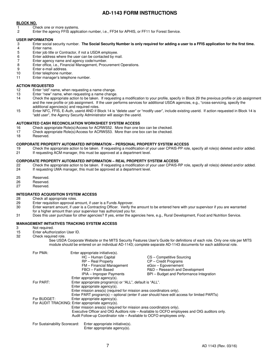 Form AD-1143 - Fill Out, Sign Online and Download Fillable PDF ...