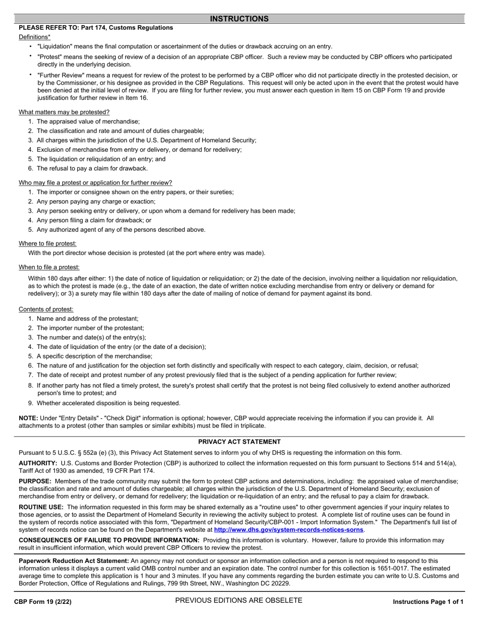 CBP Form 19 Protest, Page 3