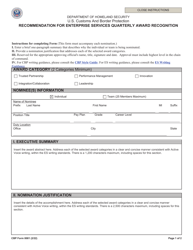 Document preview: CBP Form 0081 Recommendation for Enterprise Services Quarterly Award Recognition