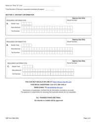 CBP Form 339A Annual User Fee Decal Request - Aircraft, Page 2