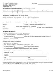 CBP Form 339C Vehicle Application, Page 2