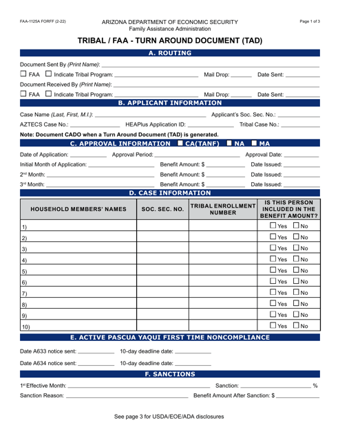 Form FAA-1125A  Printable Pdf