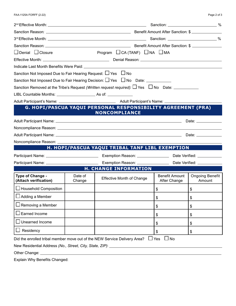 Form FAA-1125A Tribal / FAA - Turn Around Document (Tad) - Arizona, Page 2