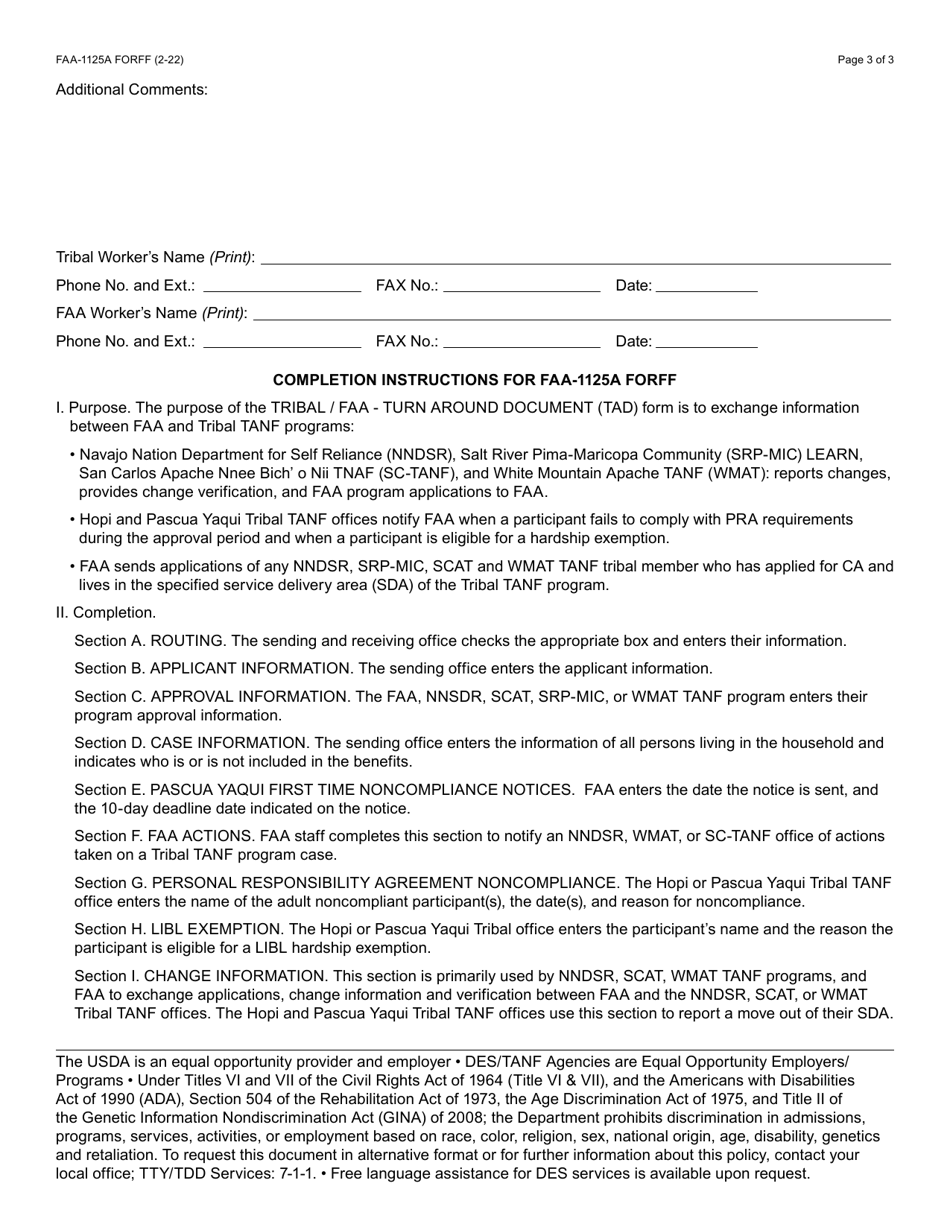 Form FAA-1125A Tribal / FAA - Turn Around Document (Tad) - Arizona, Page 3
