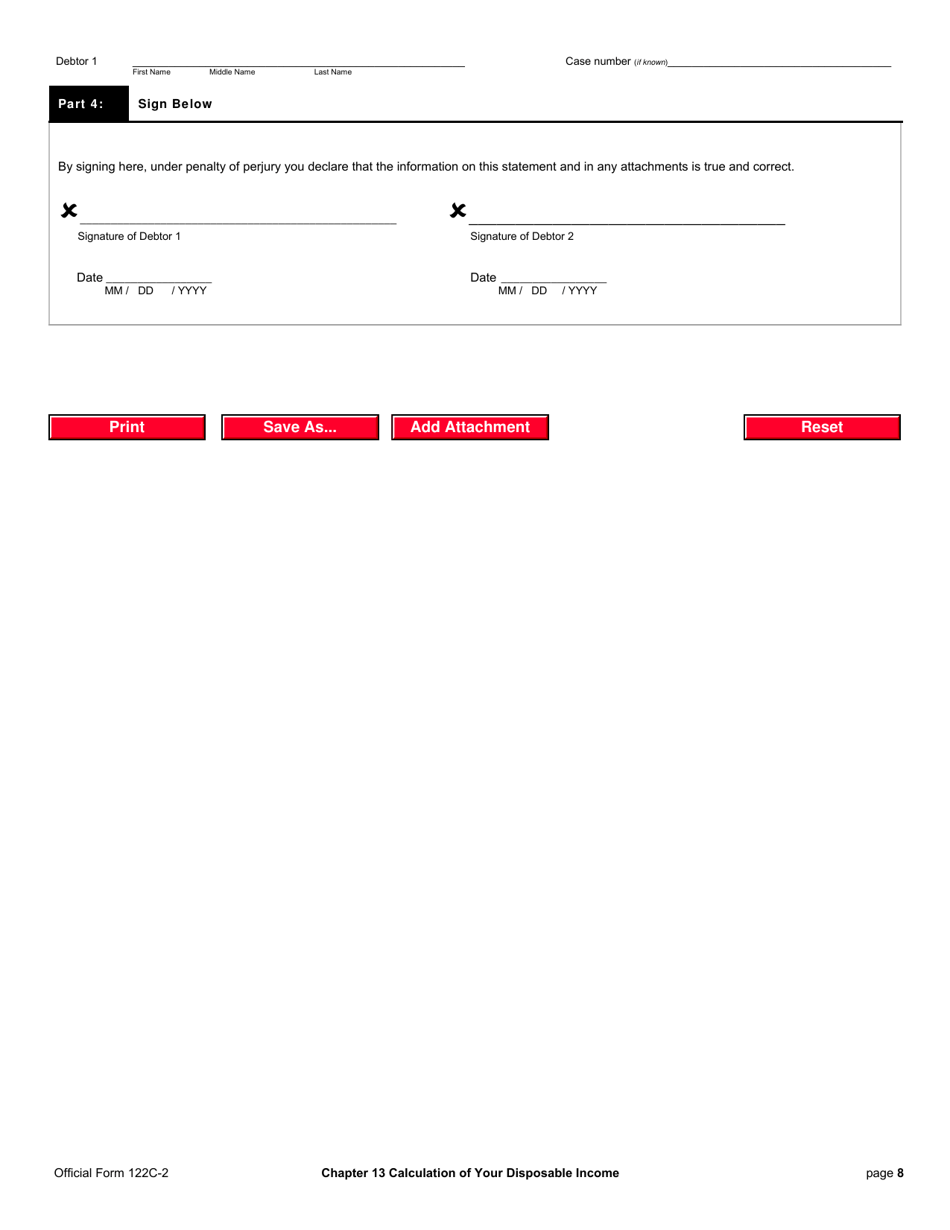 Official Form 122C-2 Chapter 13 Calculation of Your Disposable Income, Page 8