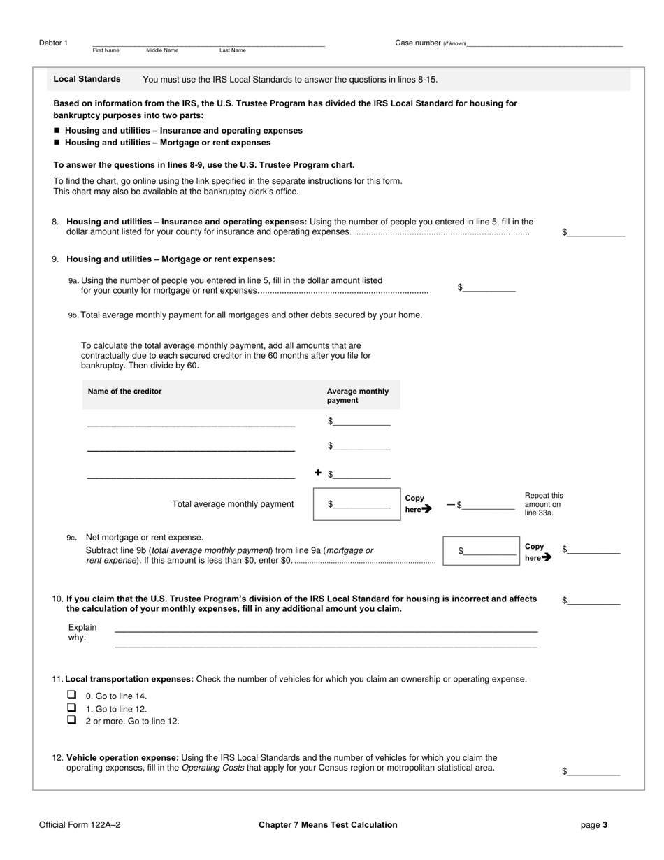 Official Form 122A-2 Chapter 7 Means Test Calculation, Page 3