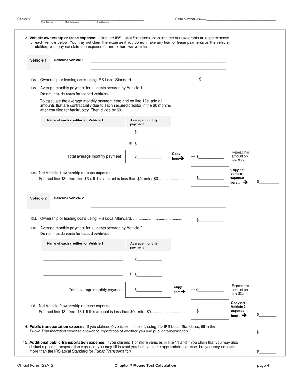 Official Form 122A-2 Chapter 7 Means Test Calculation, Page 4