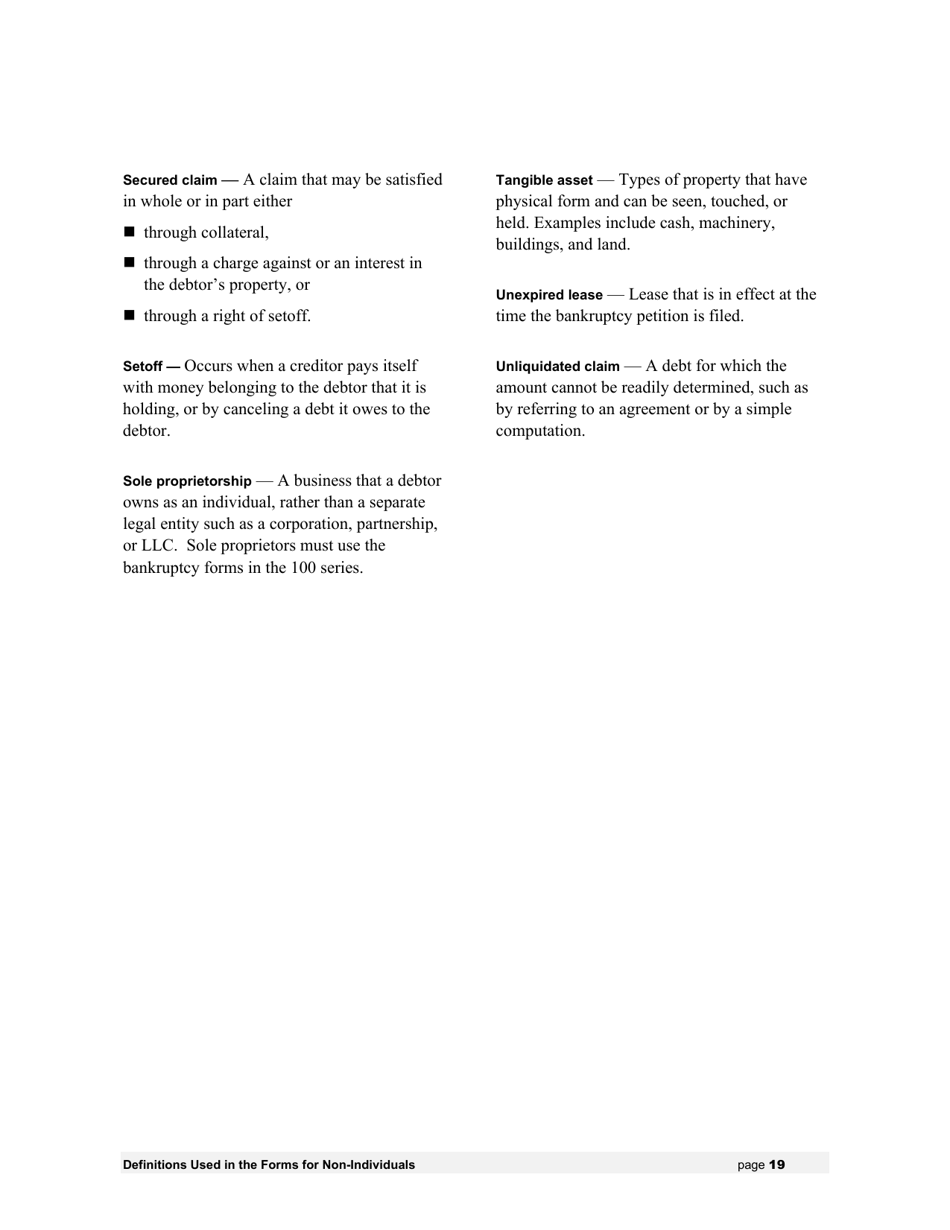 Instructions for Bankruptcy Forms for Non-individuals, Page 20