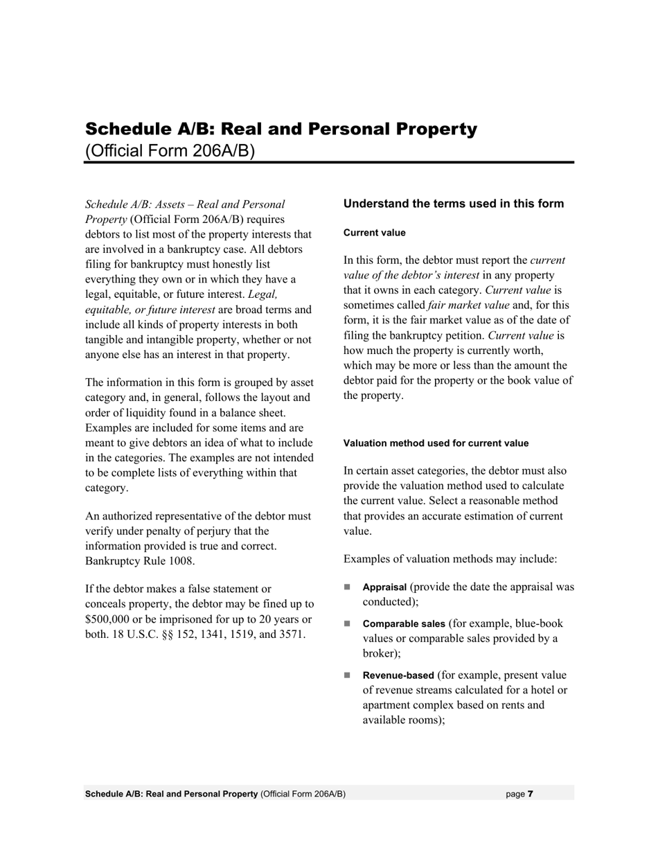 Instructions for Bankruptcy Forms for Non-individuals, Page 8