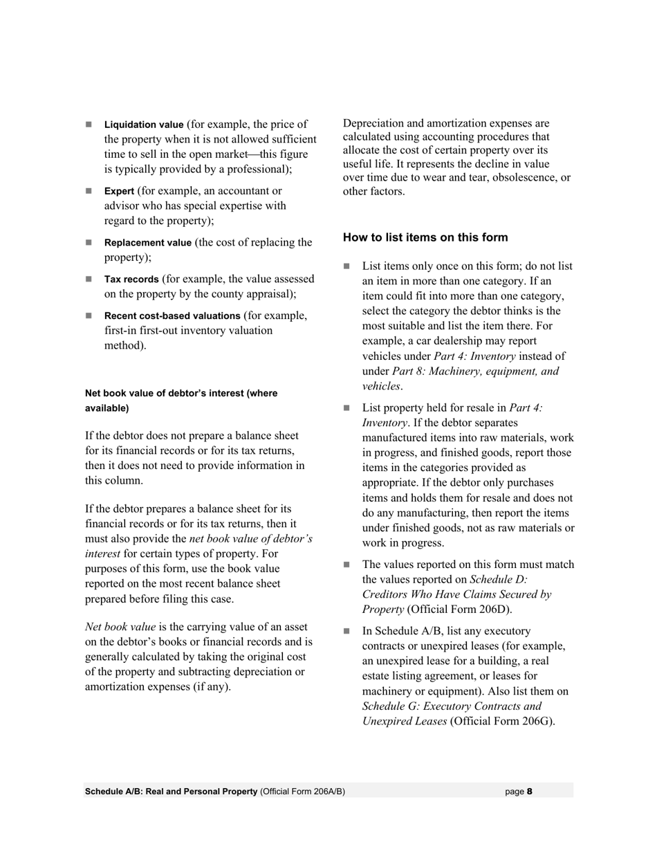 Instructions for Bankruptcy Forms for Non-individuals, Page 9