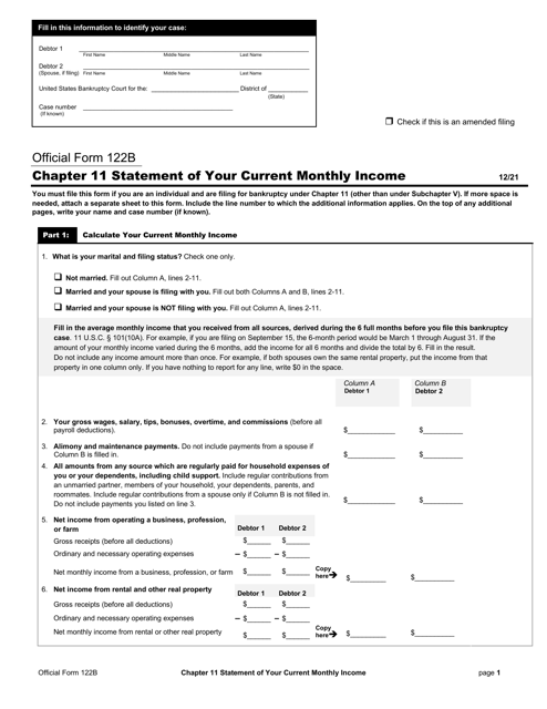 Official Form 122B  Printable Pdf