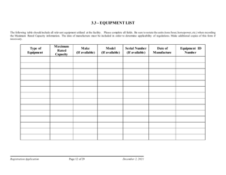 Air Quality Standard Registration Application Form - Arizona, Page 12