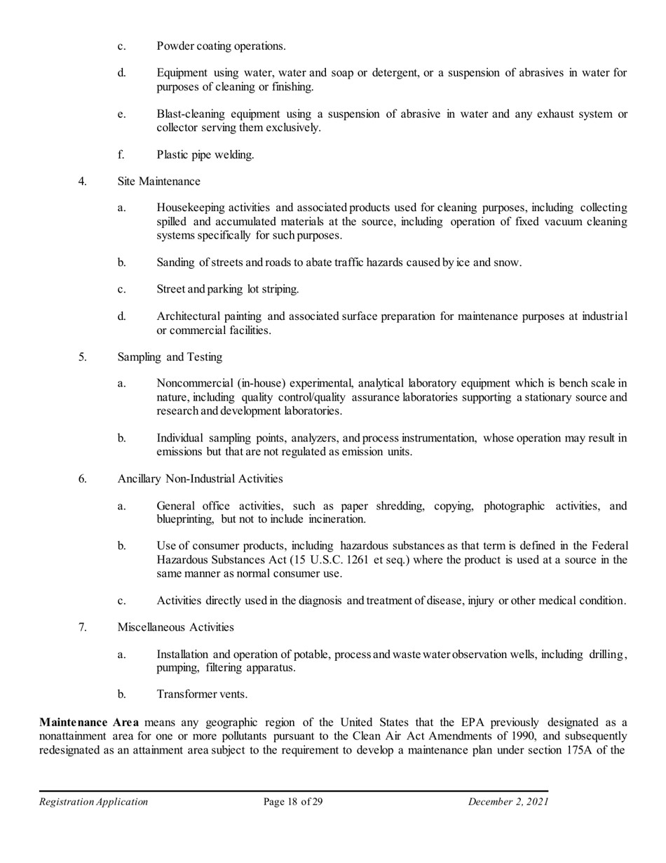 Air Quality Standard Registration Application Form - Arizona, Page 18