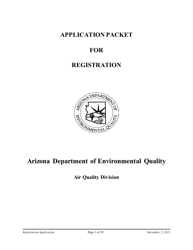 Air Quality Standard Registration Application Form - Arizona